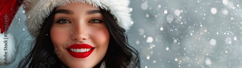Woman Wearing Santa Hat