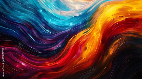 Dynamic strokes flowing gracefully to shape a vibrant gradient wave, capturing the essence of energy in a contemporary, sleek scene.
