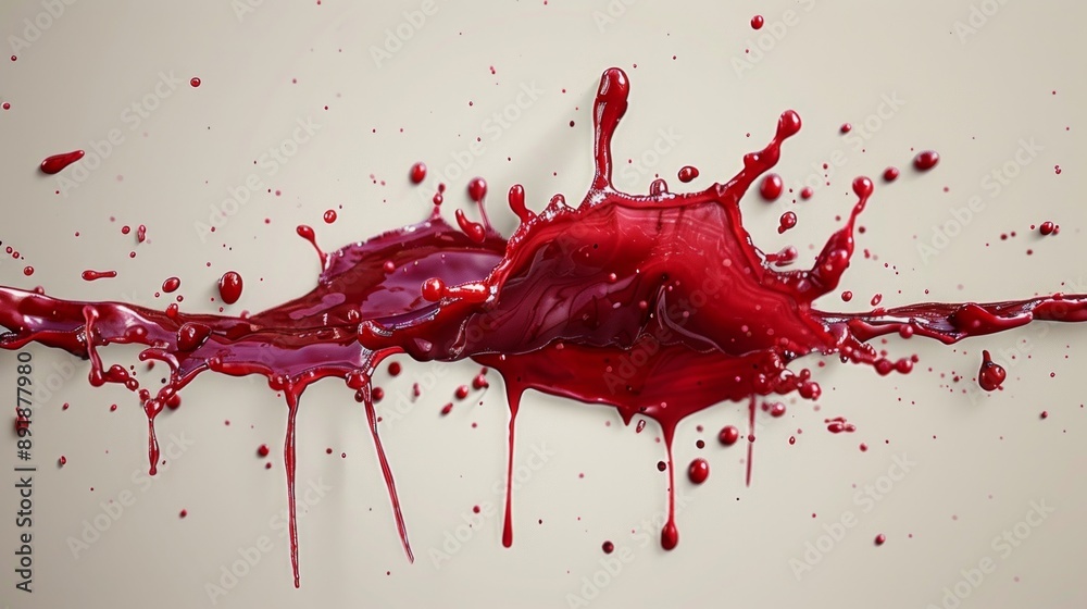 A vibrant splash of blood, frozen in time, creates a dynamic and captivating composition.