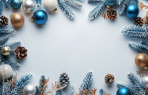 Snowy Christmas Ornament Border