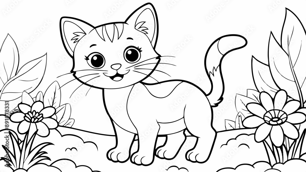 Fototapeta premium A coloring book with a cat 