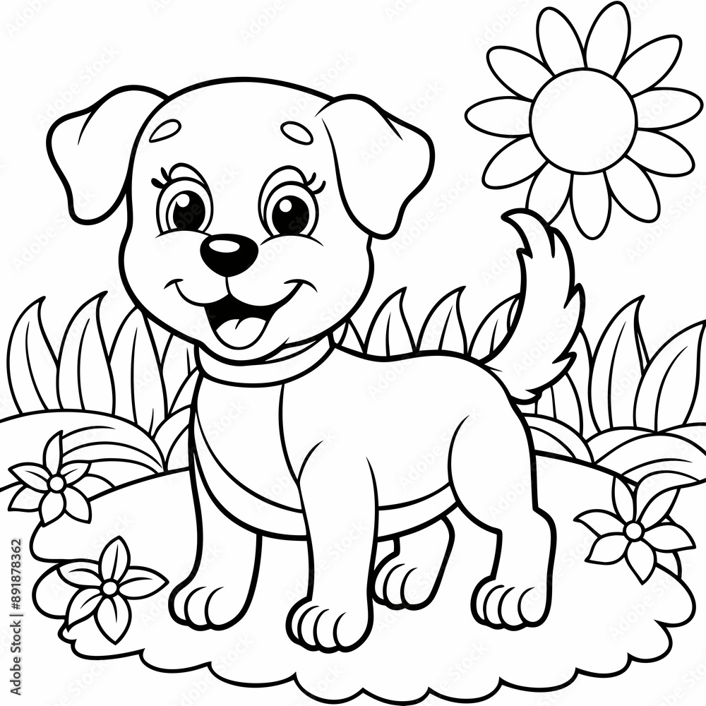 Obraz premium A coloring book with a puppy
