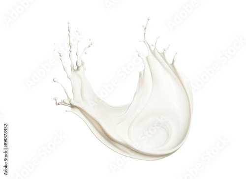 Liquid milk flow streams. Realistic milk splashes with drops and splatters. Generative AI photo