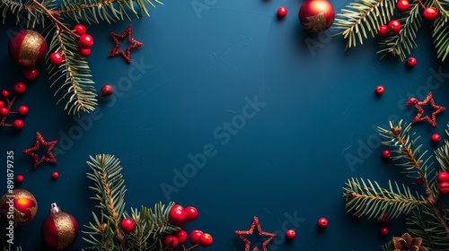 Christmas Decorations on Blue Background