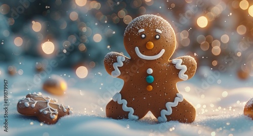 Gingerbread Man in Snow