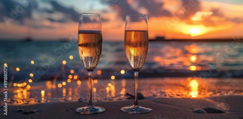 Champagne Toast at Sunset Beach