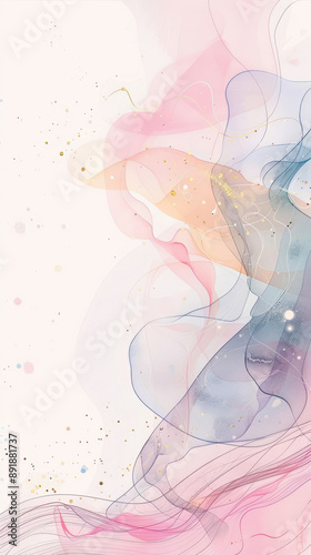 Abstract wavy background with delicate lines and pastel colors, design for a flyer, banner, wedding or birthday invitation.