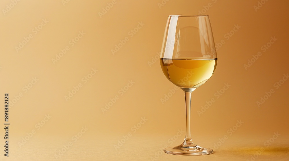 A glass of white wine rests on a light brown backdrop, leaving ample room for additional text or graphics. A glass of white wine rests on a light brown backdrop, leaving ample room for additional text or graphics.