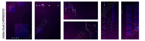 New Space planets and galaxy. New Set of futuristic space posters featuring planets, cosmos, and abstract geometric shapes. Astronomy enthusiasts, science