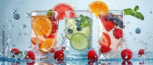 Panel kuchenny z motywem Functional Waters Waters enhanced with vitamins, minerals, and other beneficial ingredients for health and hydration