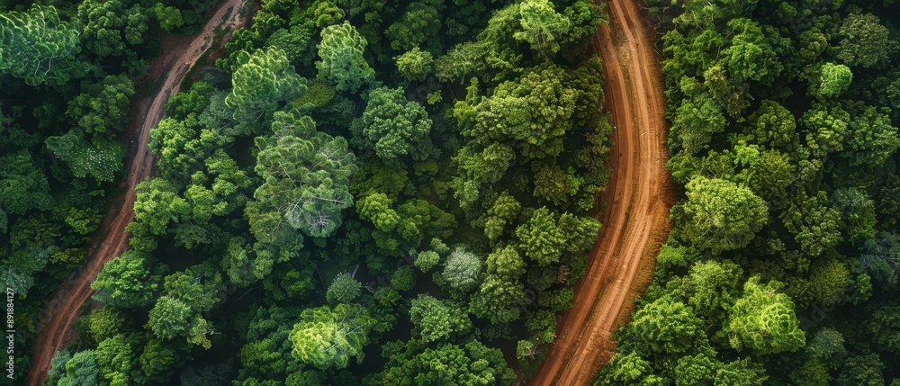 A road through a forest with trees on both sides A road through a forest with trees on both sides