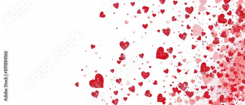 A white background with a red heart filled with glitter