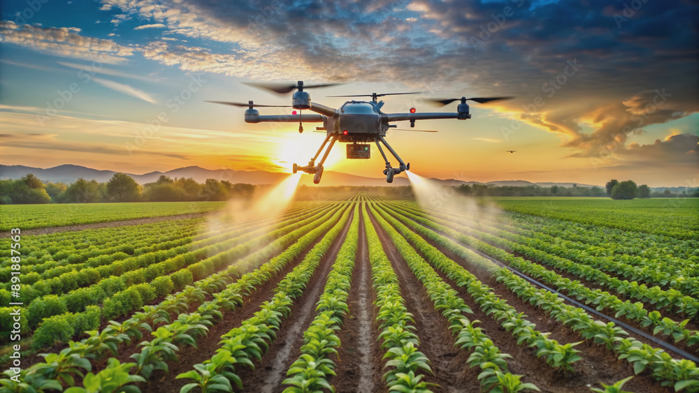 Pesticide spraying in agriculture automation with isometric vector for advanced farming using drone technology in crop husbandry and structured farm planning. Pesticide spraying in agriculture automation with isometric vector for advanced farming using drone technology in crop husbandry and structured farm planning.