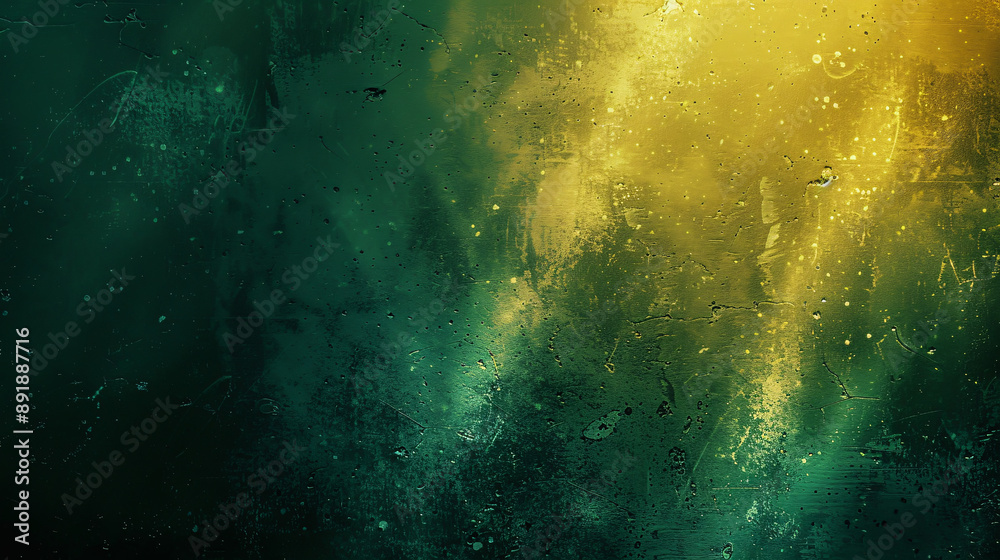 Obraz premium Green and Yellow Background Texture: Featuring distressed vintage grunge and a shiny spotlight corner design.