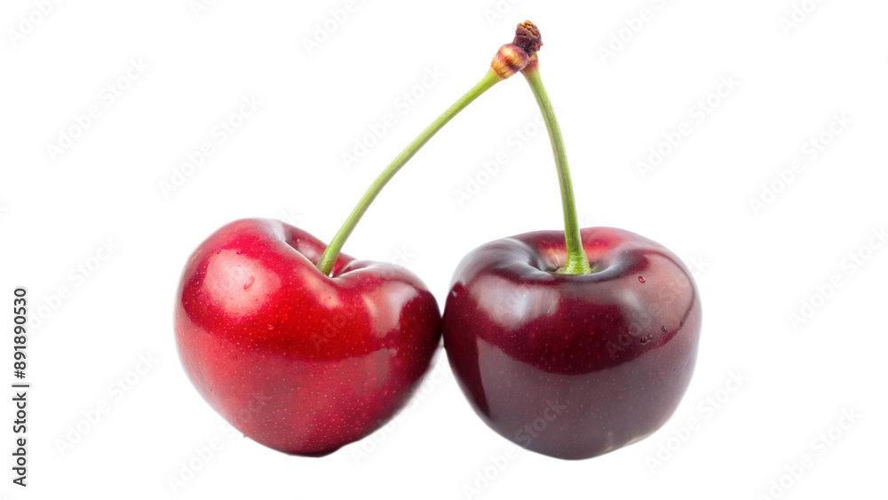 Red Cherries with Stems Isolated on Transparent Background Red Cherries with Stems Isolated on Transparent Background