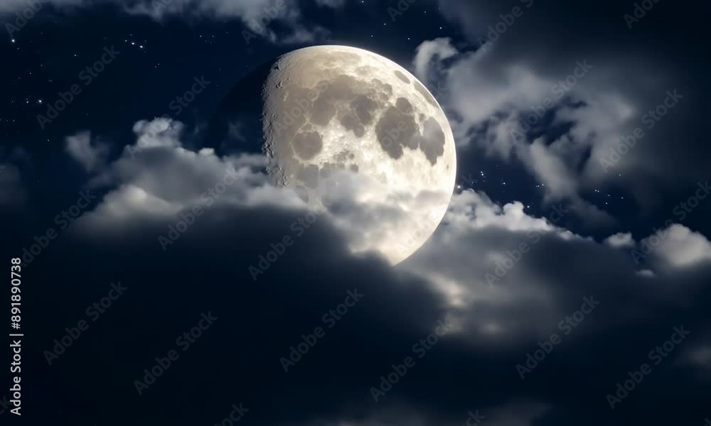 Shining echo in the night sky in flying clouds. Shining echo in the night sky in flying clouds.