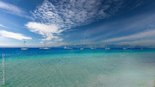 vue a couper le souffle sur une mer bleu turquoise des antilles