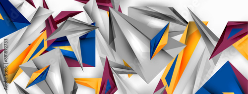 Minimal geometric abstract background. Low poly dynamic triangle design. Trendy techno business template for wallpaper, banner, background or landing