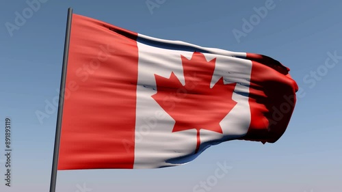 Canadian flag waving in wind