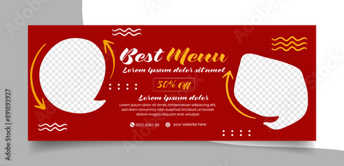 horizontal flat design food menu banner template