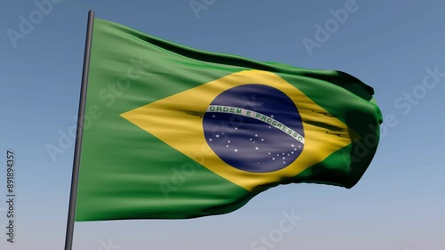 Realistic flag of Brazil