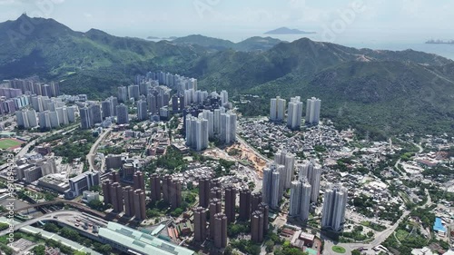 Countryside in Siu Hong Tin Shui Wai,Lau Fau Shan, Yuen Long, Tuen Mun, New Territories Drone Aerial Skyview of Hong Kong Northern Metropolis Development for future development construction housing photo