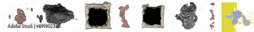 Pack x 8, High-Resolution PNG Pack of 8 Transparent Background Wall Textures: Damp Stains, Cracks, Peeling Paint, Weathered Surface, Plaster Damage, Water Marks, Structural Deterioration, Wall Imperfe