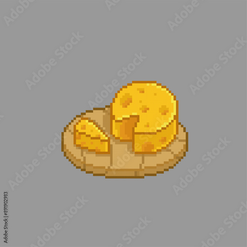 whole cheese, pixel art food