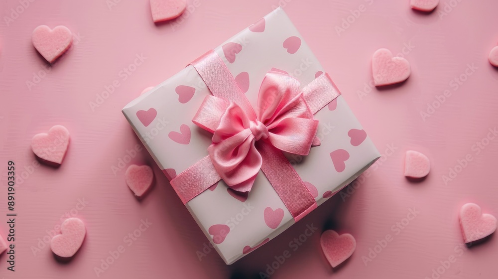 Valentine s Day present with pink bow Valentine s Day present with pink bow