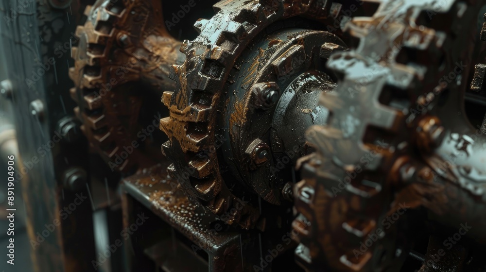 Greased gears in an old mechanism Greased gears in an old mechanism