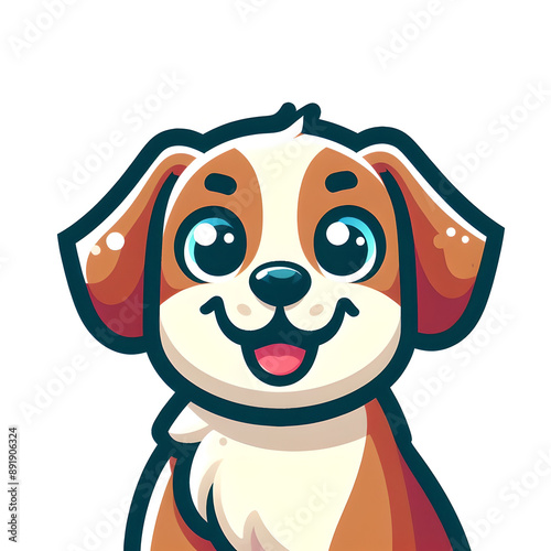 Cartoon Puppy with a friendly smile, flat colors