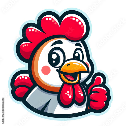 Cartoon Rooster with a friendly smile, flat colors