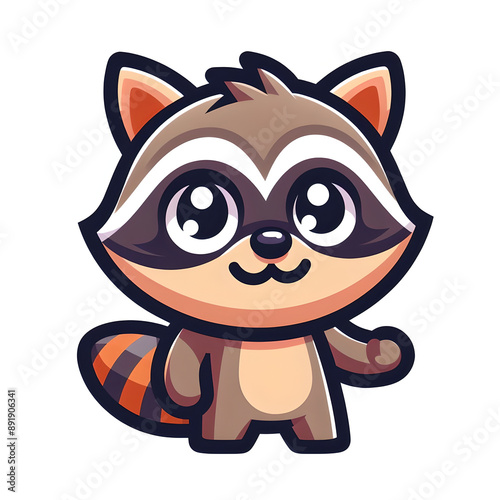 Cartoon Raccoon with a friendly smile, flat colors
