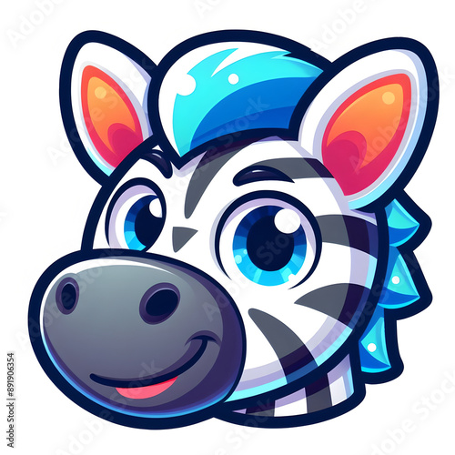 Cartoon Zebra with a friendly smile, flat colors