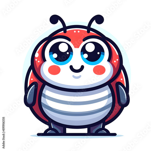 Cartoon Ladybug with friendly smile, flat colors