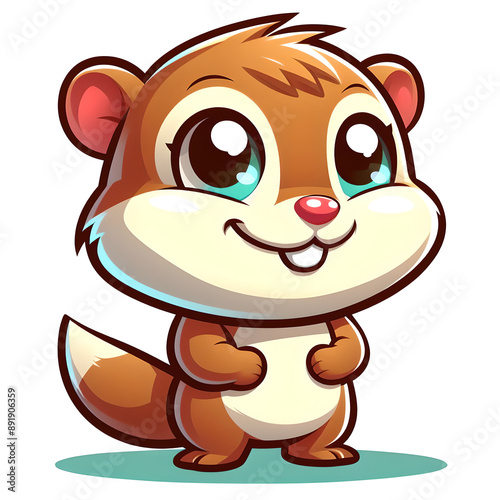 Cartoon Squirrel with friendly smile, flat colors