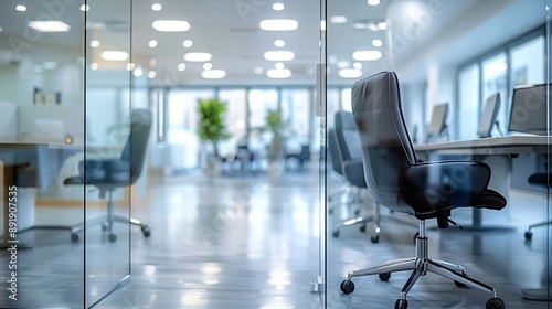 Sleek and Modern Office with Ergonomic Chairs photo