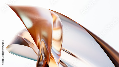 Fototapeta Naklejka Na Ścianę i Meble -  Abstract fluid iridescent holographic metalic shiny curved wave in motion colorful background 3d render. Gradient design element for backgrounds, banners, wallpapers, posters and covers.