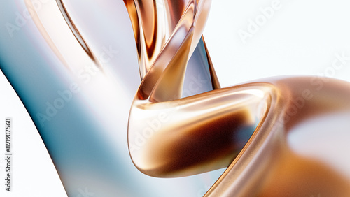 Fototapeta Naklejka Na Ścianę i Meble -  Abstract fluid iridescent holographic metalic shiny curved wave in motion colorful background 3d render. Gradient design element for backgrounds, banners, wallpapers, posters and covers.