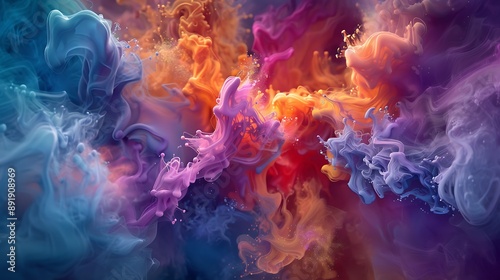 Liquid colors bursting with energy, choreographing an abstract ballet of mesmerizing beauty.