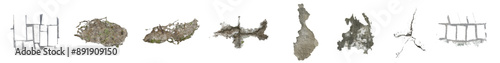 Pack x 8, High-Resolution PNG Pack of 8 Transparent Background Wall Textures: Damp Stains, Cracks, Peeling Paint, Weathered Surface, Plaster Damage, Water Marks, Structural Deterioration, Wall Imperfe