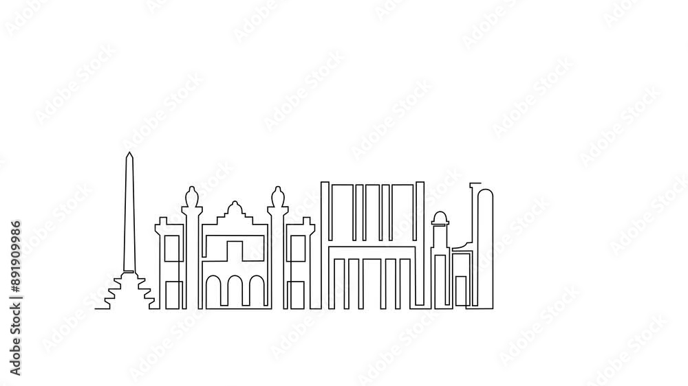 Animated self drawing of Caracas skyline video design illustration. Modern city in South America in simple linear style video design concept. Big city in Venezuela. Iconic architectural building Animated self drawing of Caracas skyline video design illustration. Modern city in South America in simple linear style video design concept. Big city in Venezuela. Iconic architectural building