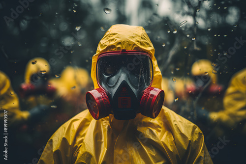Wallpaper Mural photo of a man wearing a biohazard suit with mask, biohazard mask Torontodigital.ca