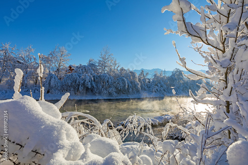 Allgäu - Winter - Schnee - Iller - Fluß photo