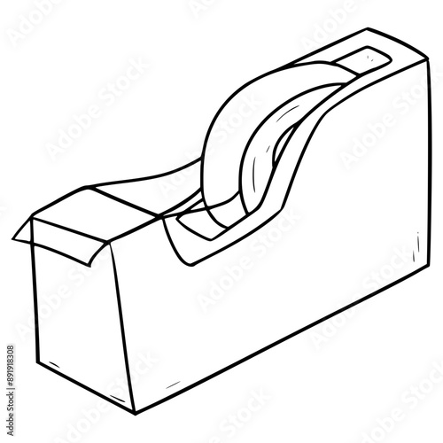 tape dispenser illustration hand drawn outline vector