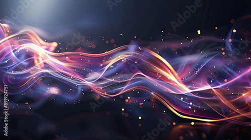 Abstract light trails and sparkles on a dark background, conveying a sense of mystery and enchantment