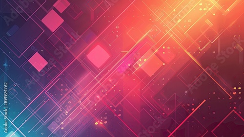 Abstract tech background with geometric shapes and vibrant colors, representing modern business solutions