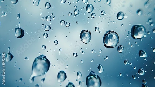 Wallpaper Mural Close up of raindrops on glass, capturing their spherical shapes and refractive qualities against a cloudy sky Torontodigital.ca