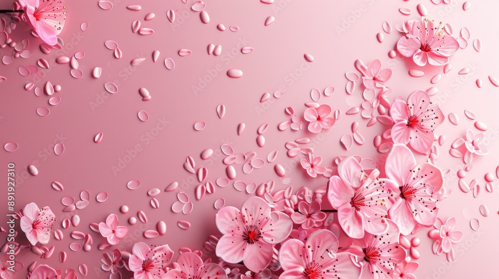 Pink background with cherry flowers A gift for women representing beauty and elegance Perfect for special occasions Pink background with cherry flowers A gift for women representing beauty and elegance Perfect for special occasions