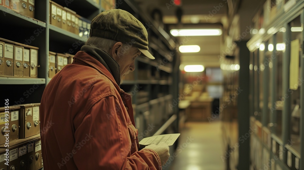 Professional postal staff working efficiently in a modern and stylishly designed new post office Professional postal staff working efficiently in a modern and stylishly designed new post office